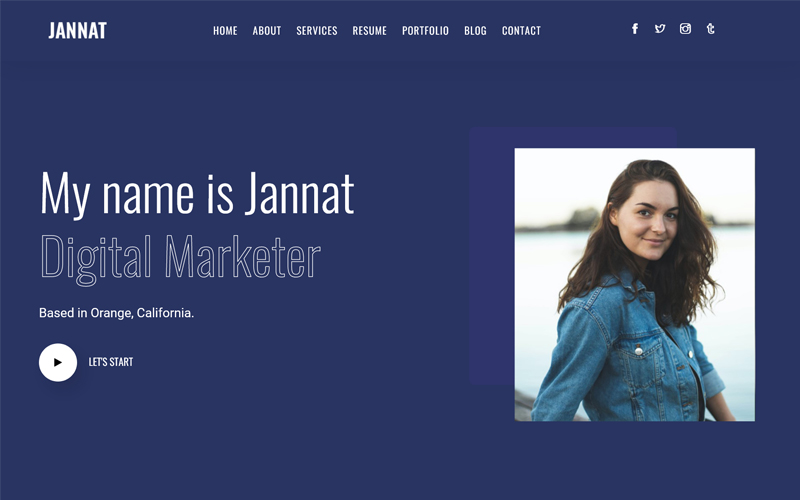 Jannat - Personal Portfolio/CV Resume HTML Template