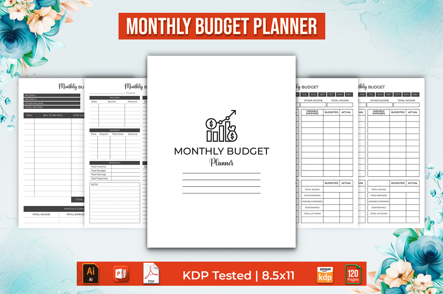 Editable Monthly Budget Planner - KDP Interior V-2