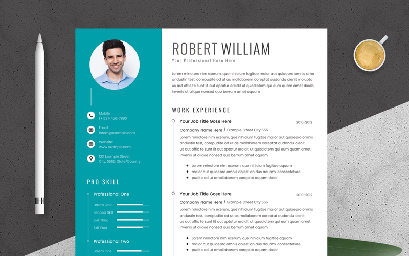 Resume Template with Paste Accent