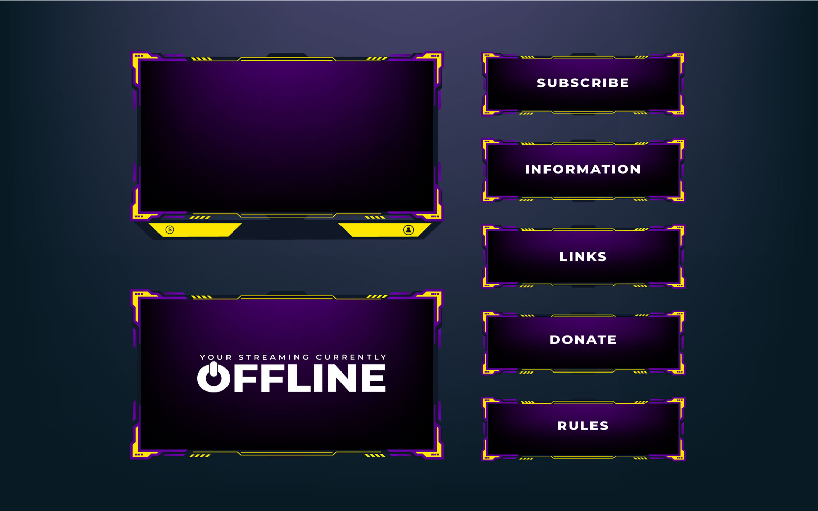 Live streaming overlay screen panel vector