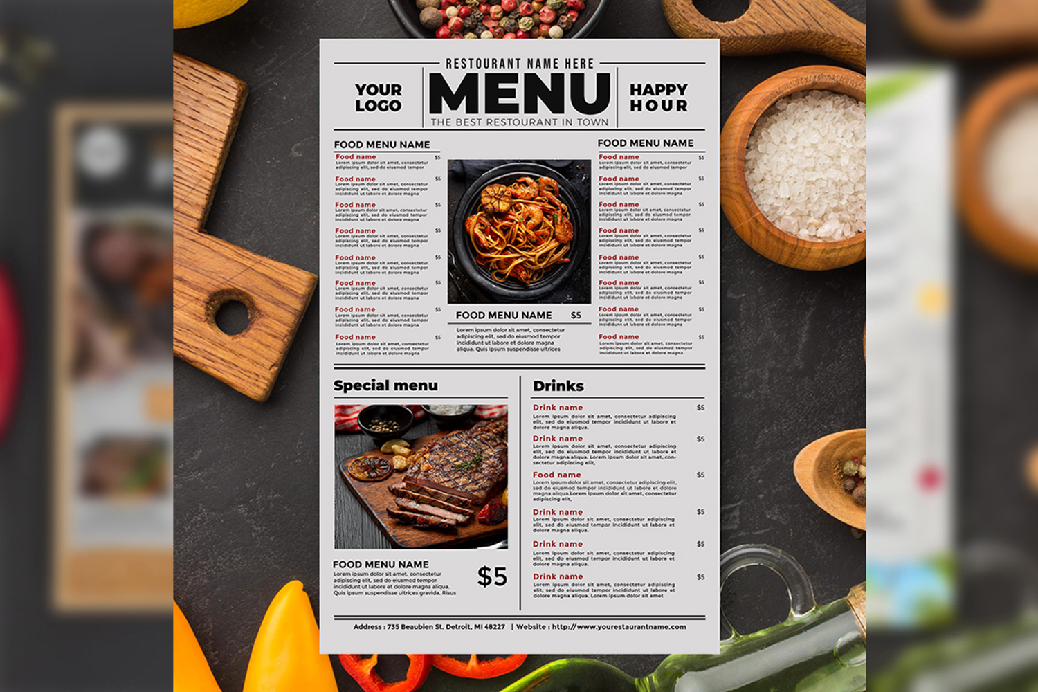 Simple restaurant menu Template