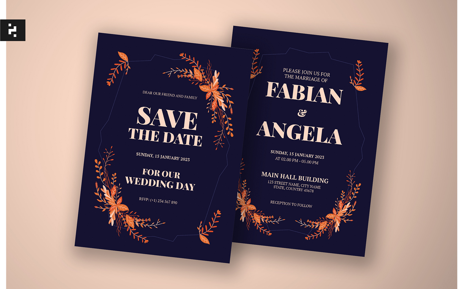 Elegant Floral Wedding Invitation