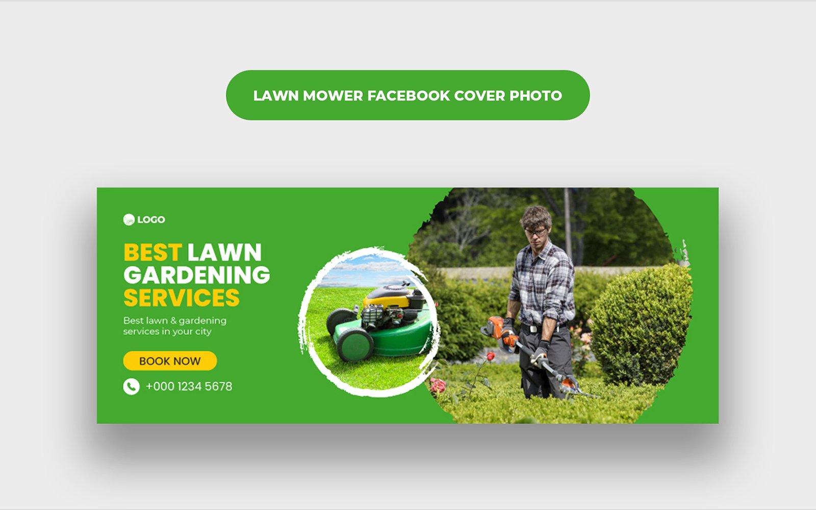 Lawn Mower Facebook Cover Photo Template