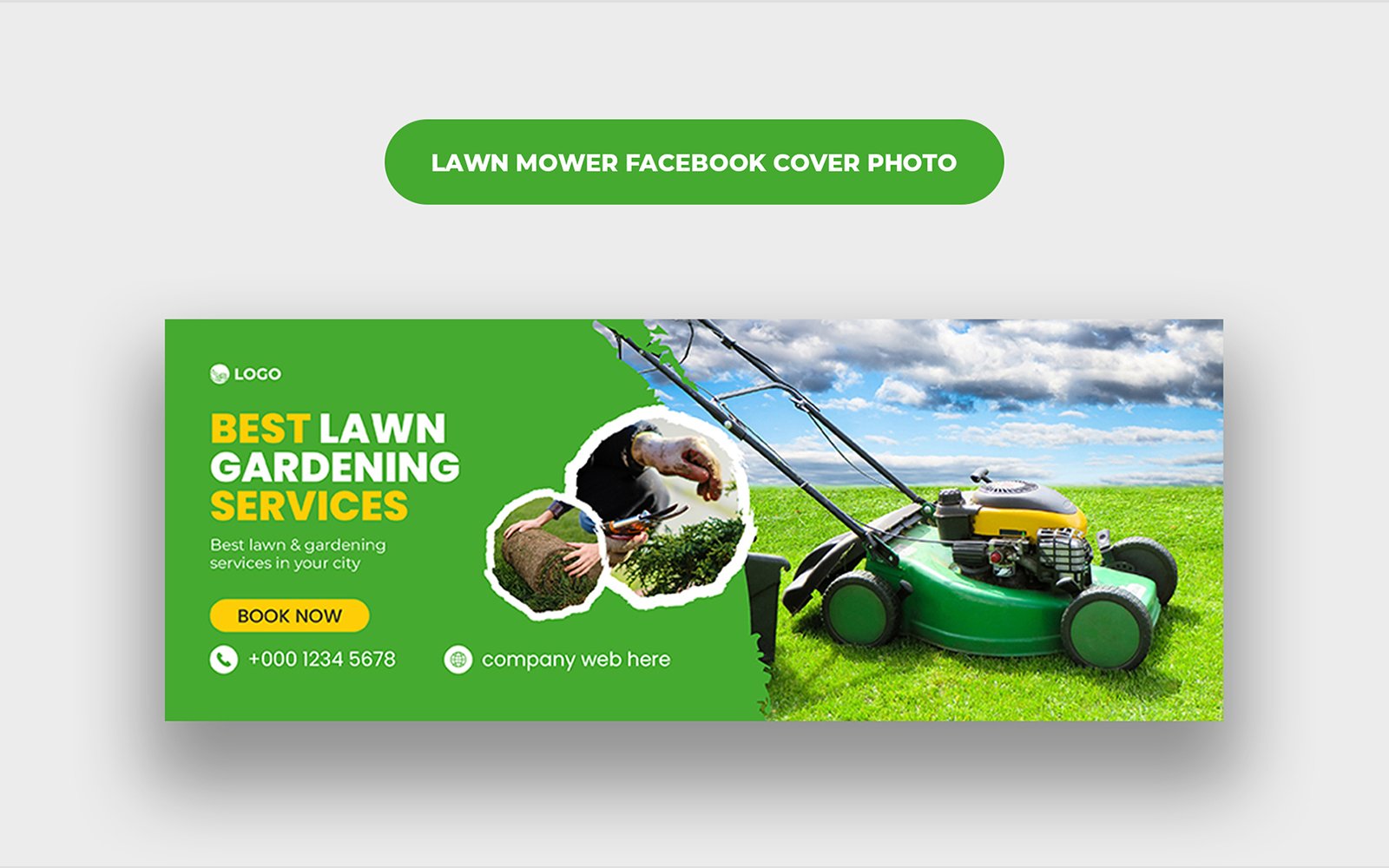 Lawn Mowing Social Media Cover Photo Template