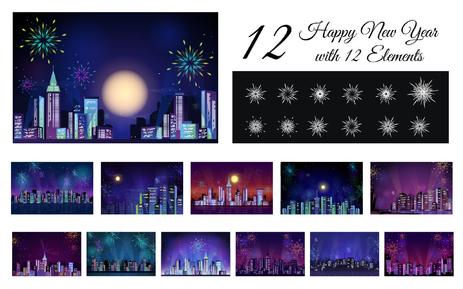12 Happy New Year with 12 Elements