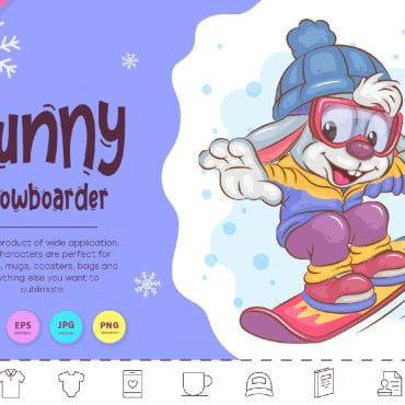 Bunny Snowboarder Vectors Templates 295255