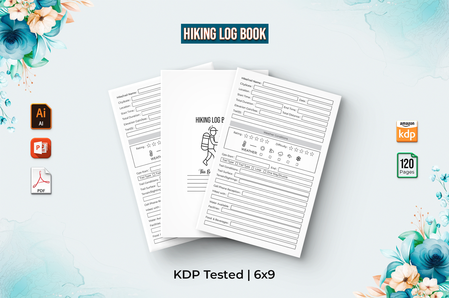 Editable Hiking Logbook | KDP Interior Planner