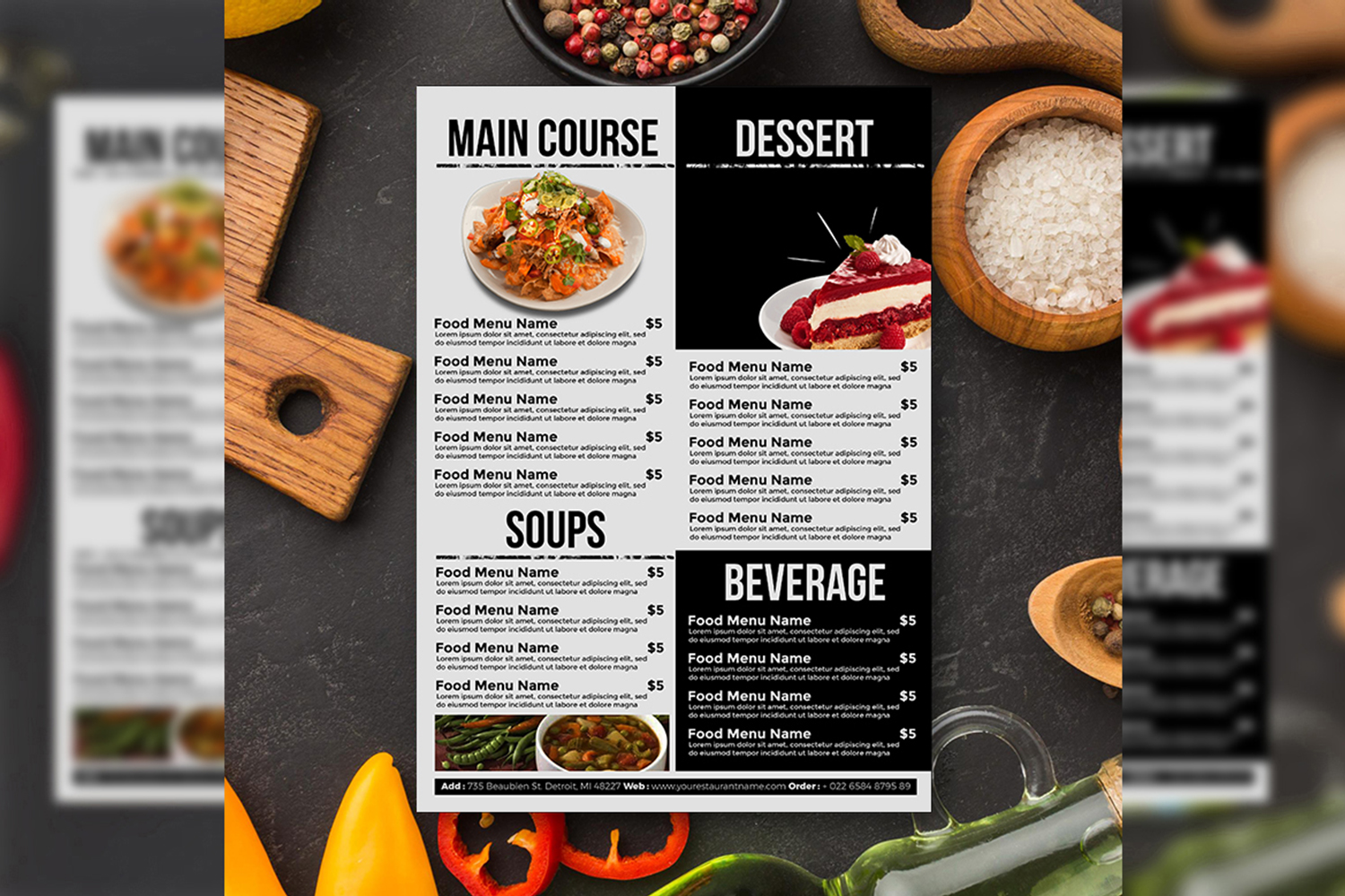 Black and White Menu  - Flyer Template