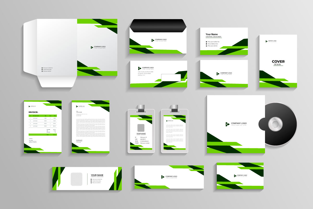 Business branding identity with office stationery items and objects Mockup set design