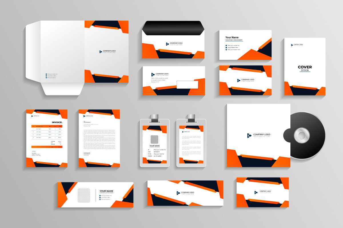 Business branding identity with office stationery items and objects  set