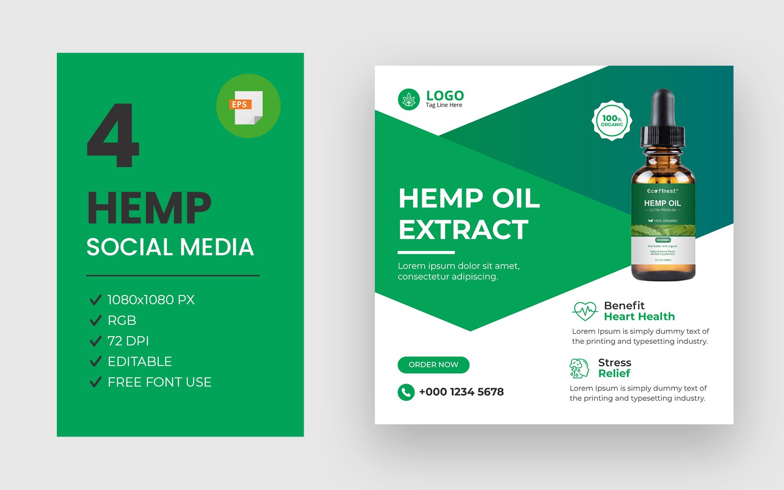 Hemp Facebook Instagram Post Design