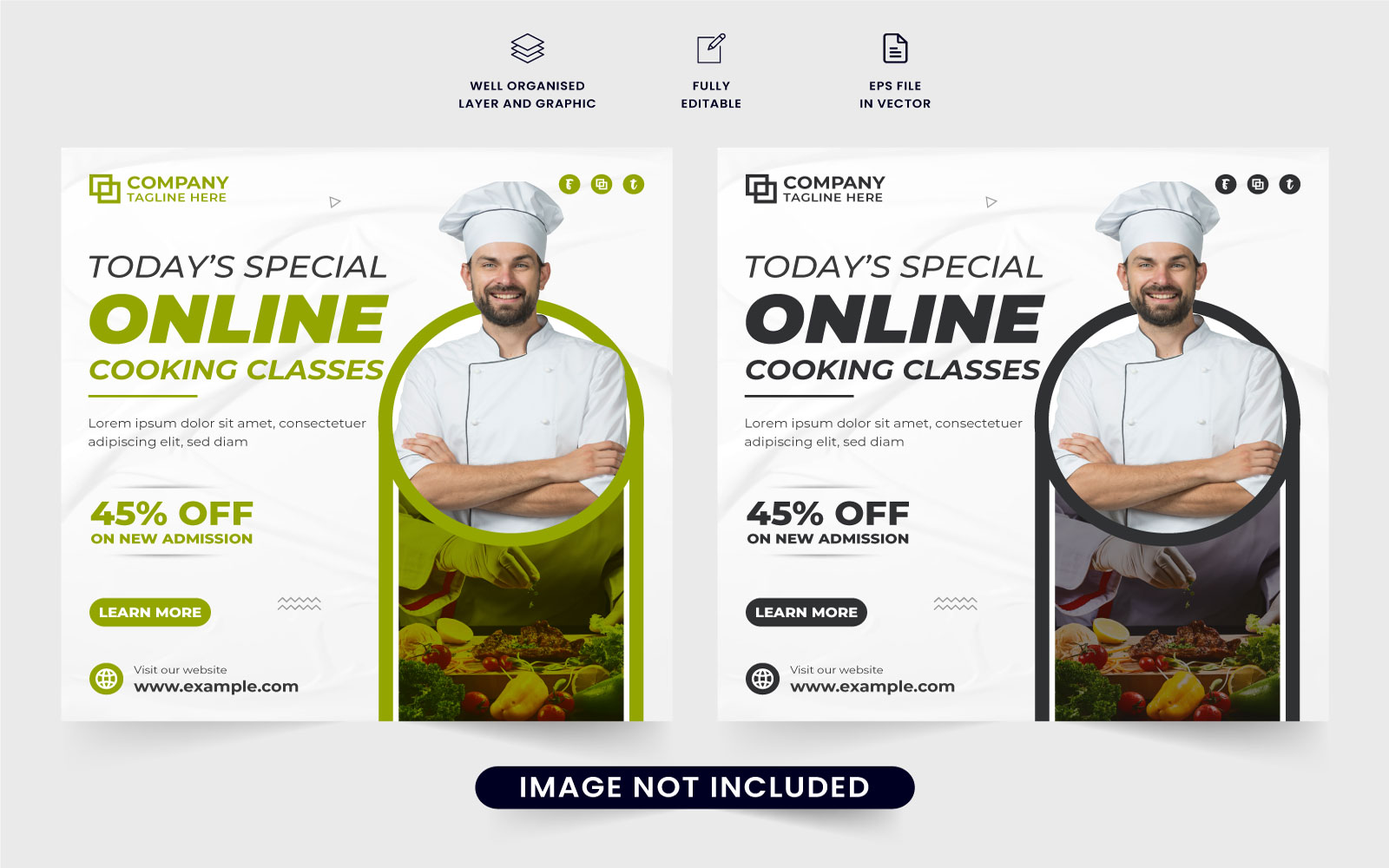 Chef training social media post vector