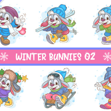 Winter Bunny Vectors Templates 295540