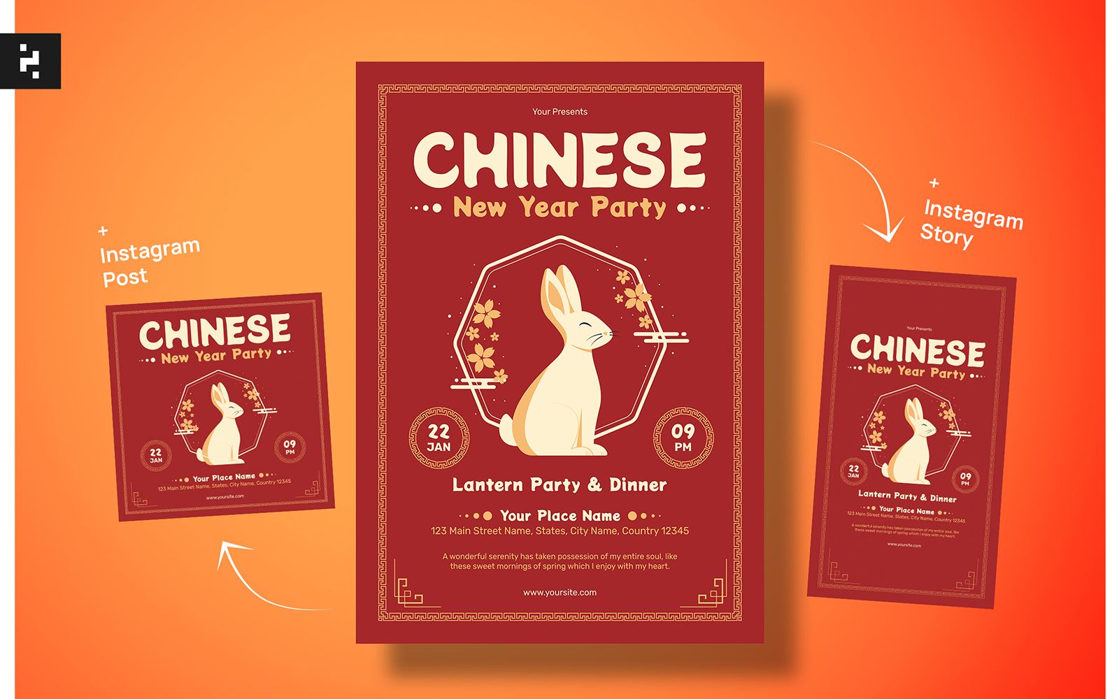 Chinese rabbit New Year Flyer