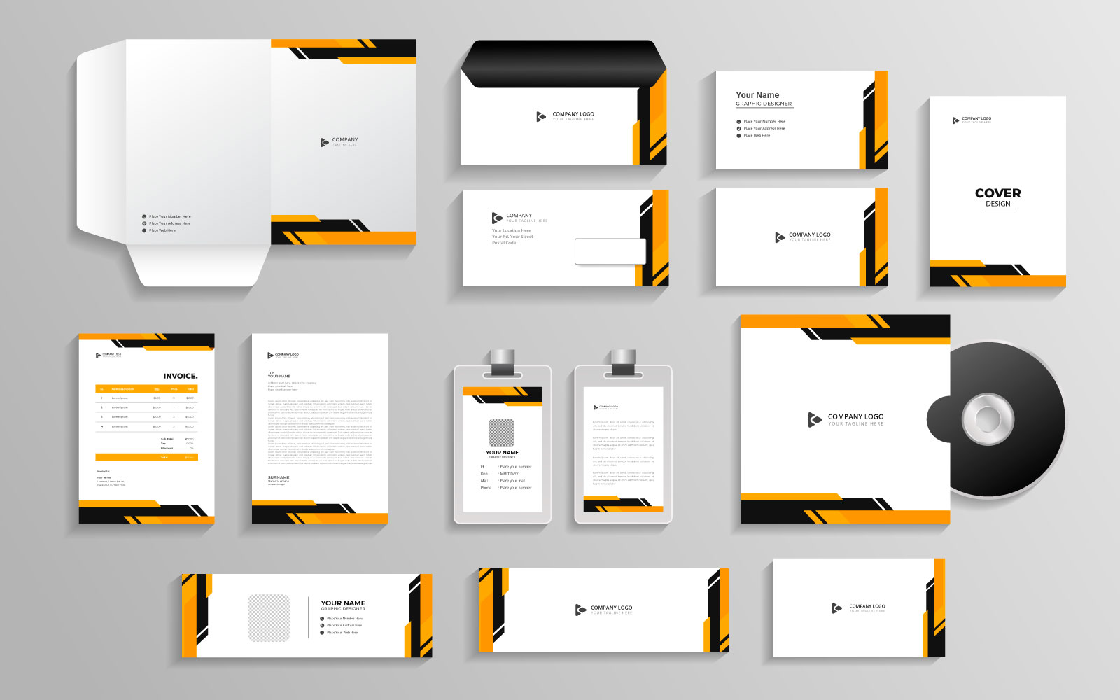Corporate branding identity with office stationery items and  Mockup