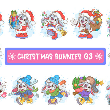 Christmas Bunny Vectors Templates 296026