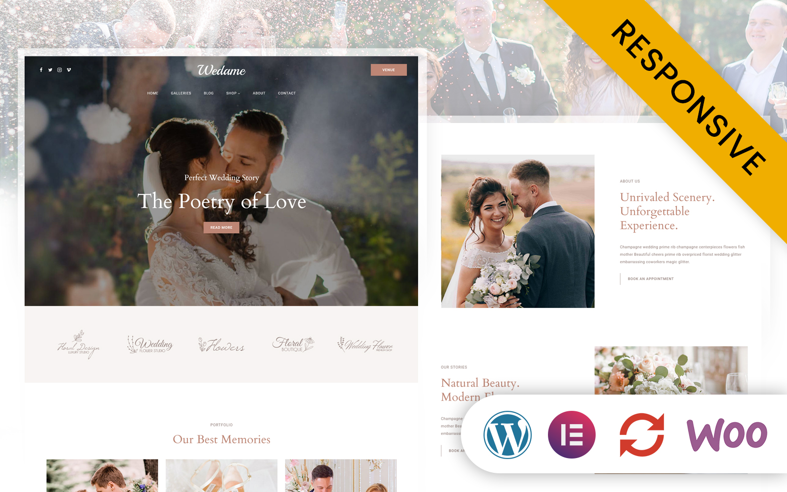 Wedame - Elegant Wedding and Event Planner Elementor WordPress Theme