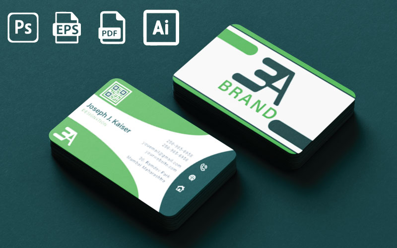 Green Business Card Template - Business Card