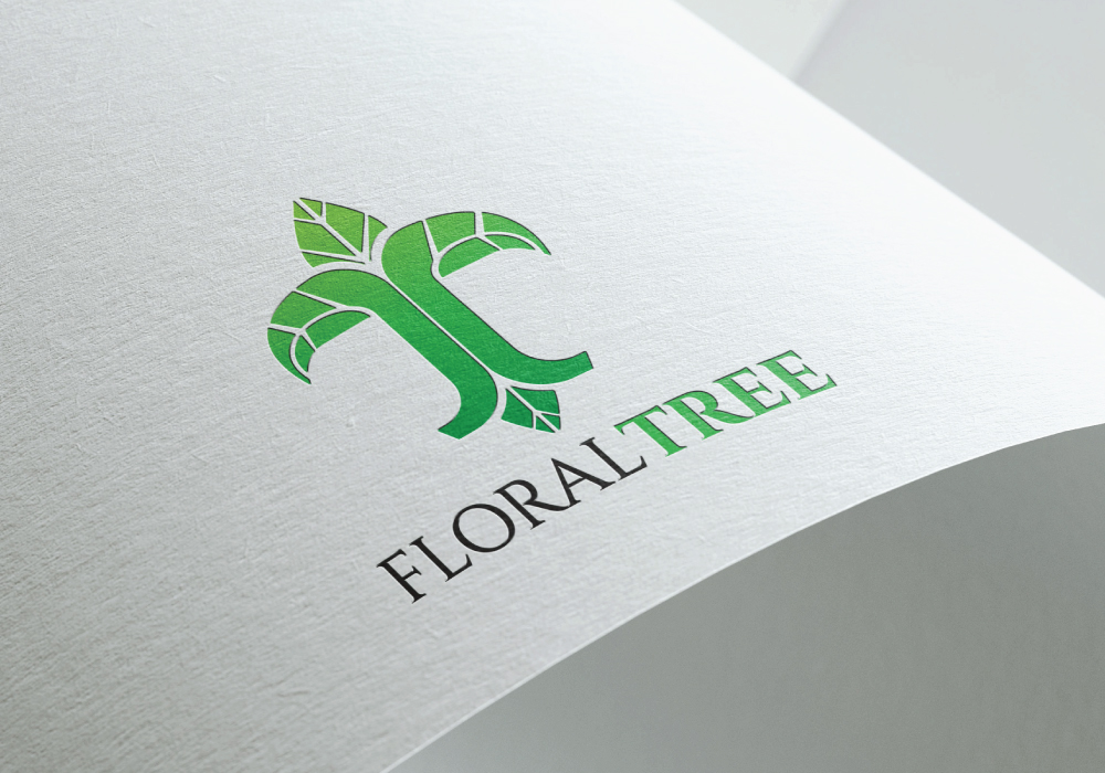 Minimal T Letter Floral Tree Logo Template