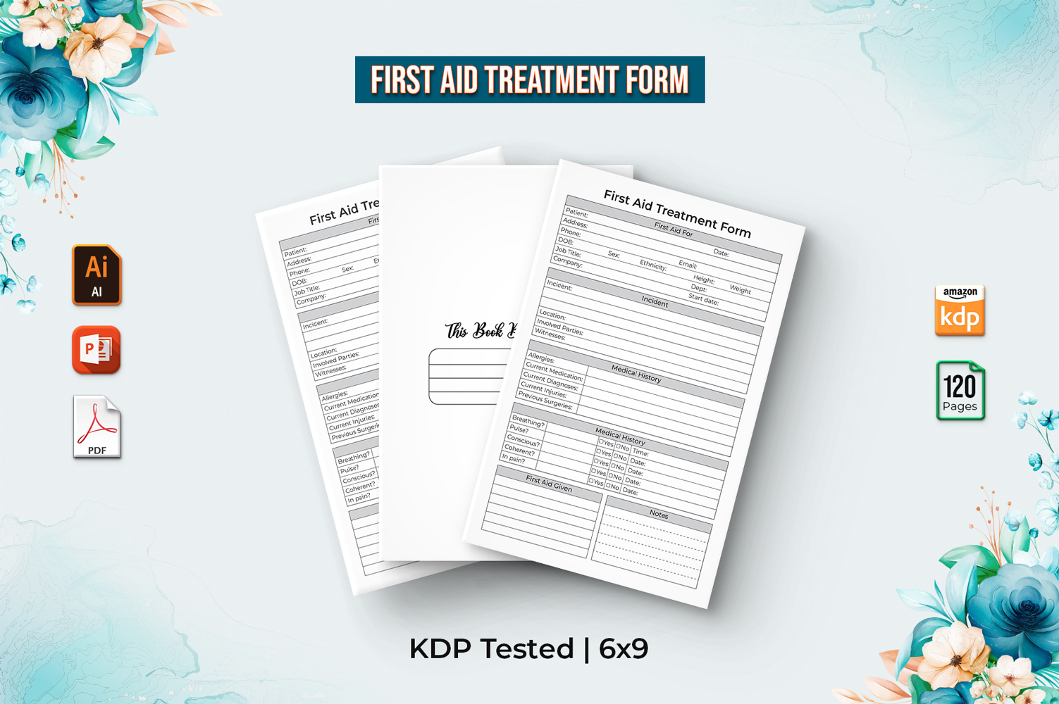 First Aid Treatment Form Log Book Planner