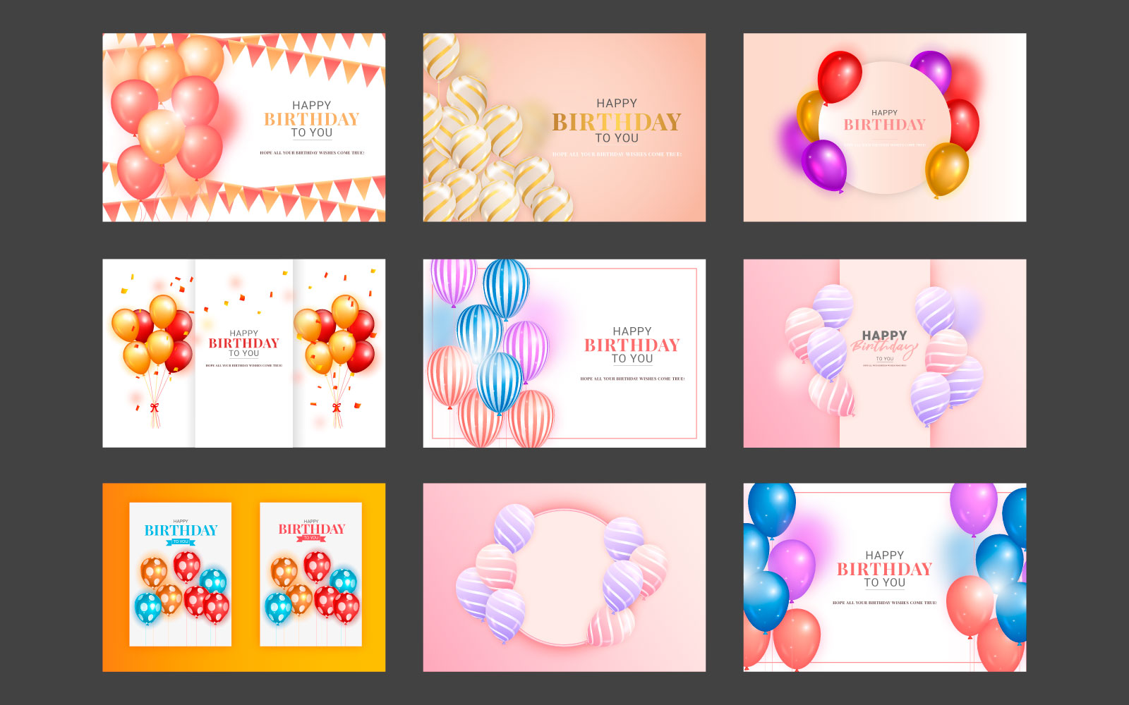 Birthday vector banner template set. Happy birthday to you text in white space background
