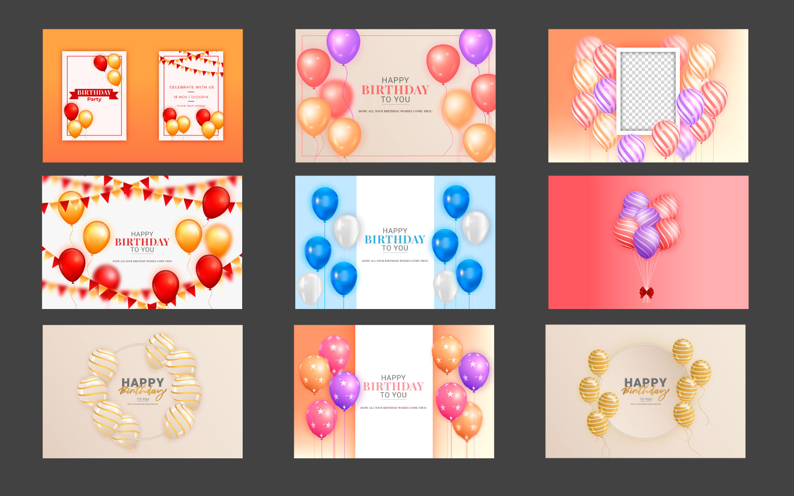 Birthday vector banner template set. Happy birthday  text in white space background