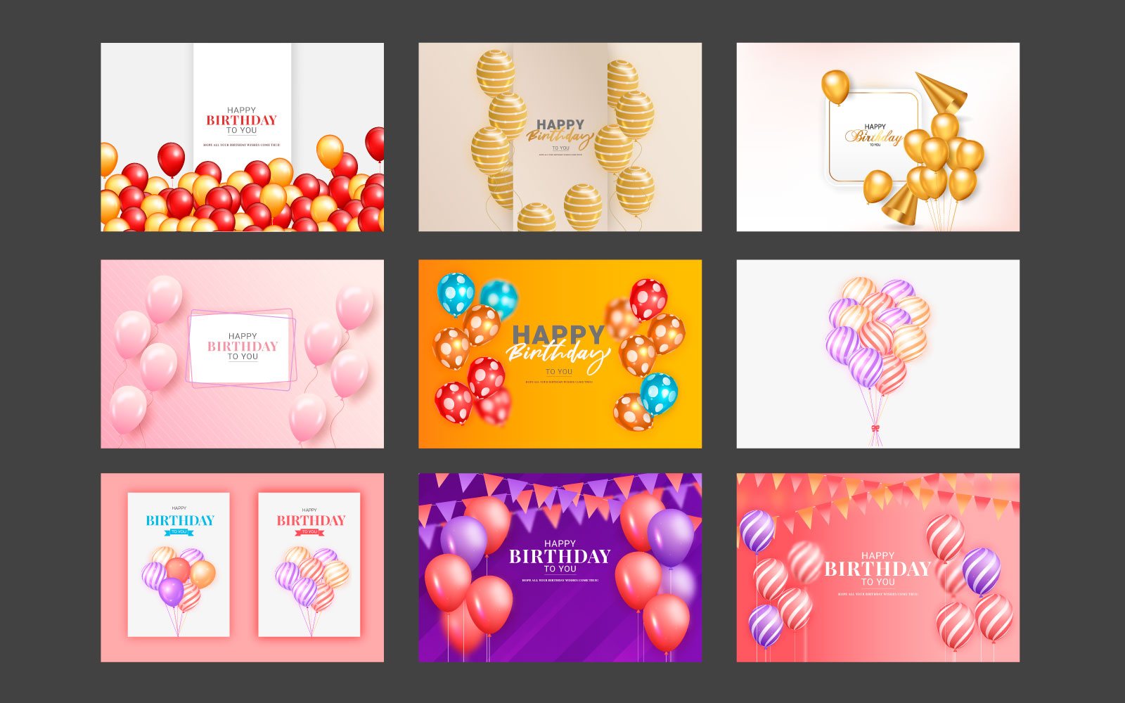 Birthday vector banner template set. Happy birthday in white space background
