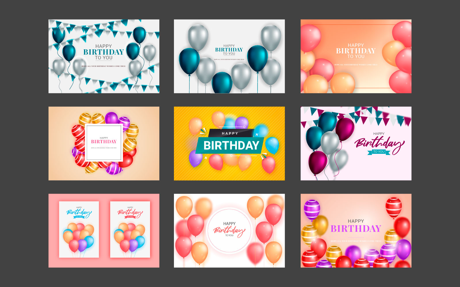 Birthday  banner template set. Happy birthday to you text in white space background