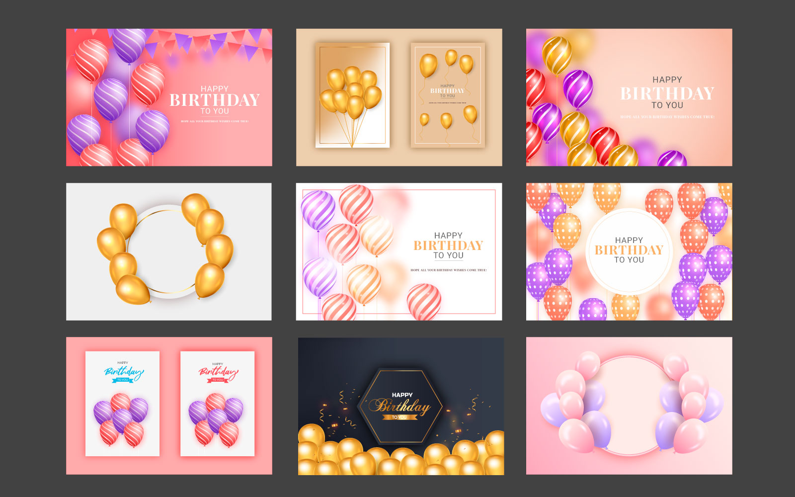 Birthday  banner template set. Happy birthday to you text  background