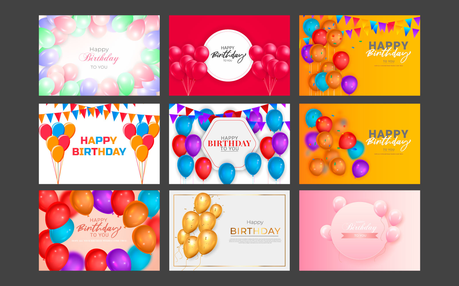 Birthday banner template set design . Happy birthday to you text in white space background