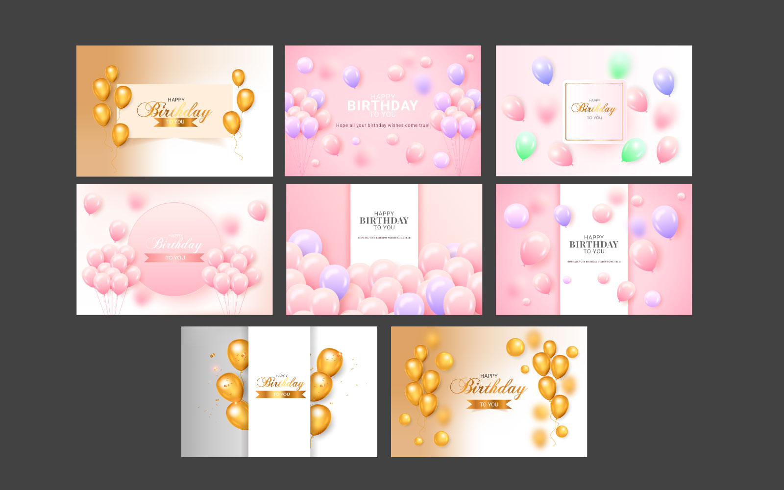 Birthday vector banner template set. Happy birthday to you text in white space background concept