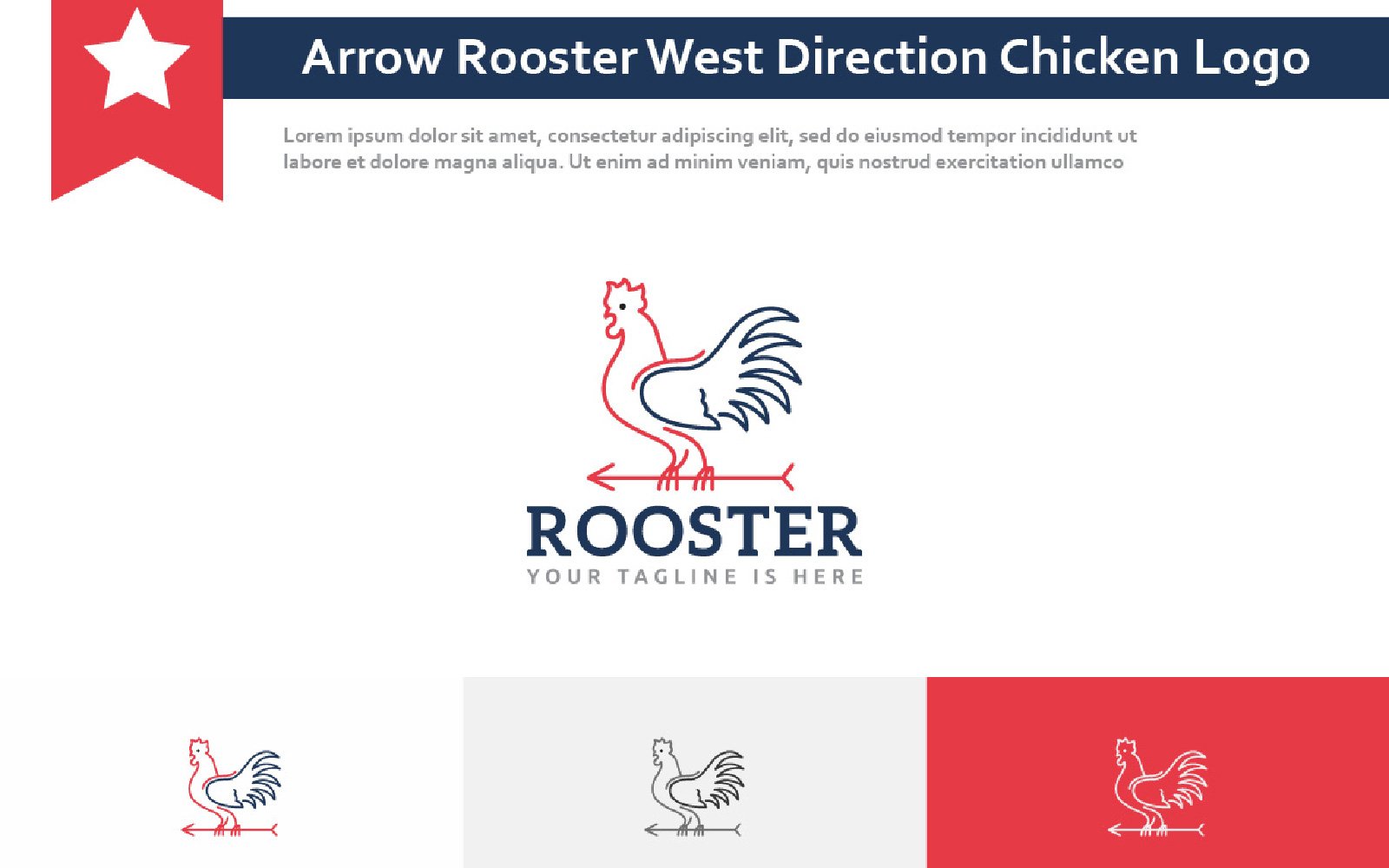 Arrow Rooster West Direction Chicken Vintage Line Logo