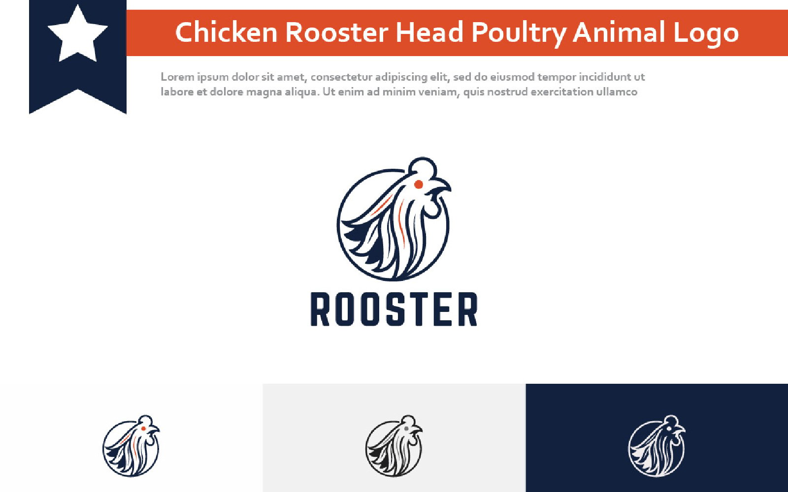 Chicken Rooster Head Poultry Animal Farm Logo