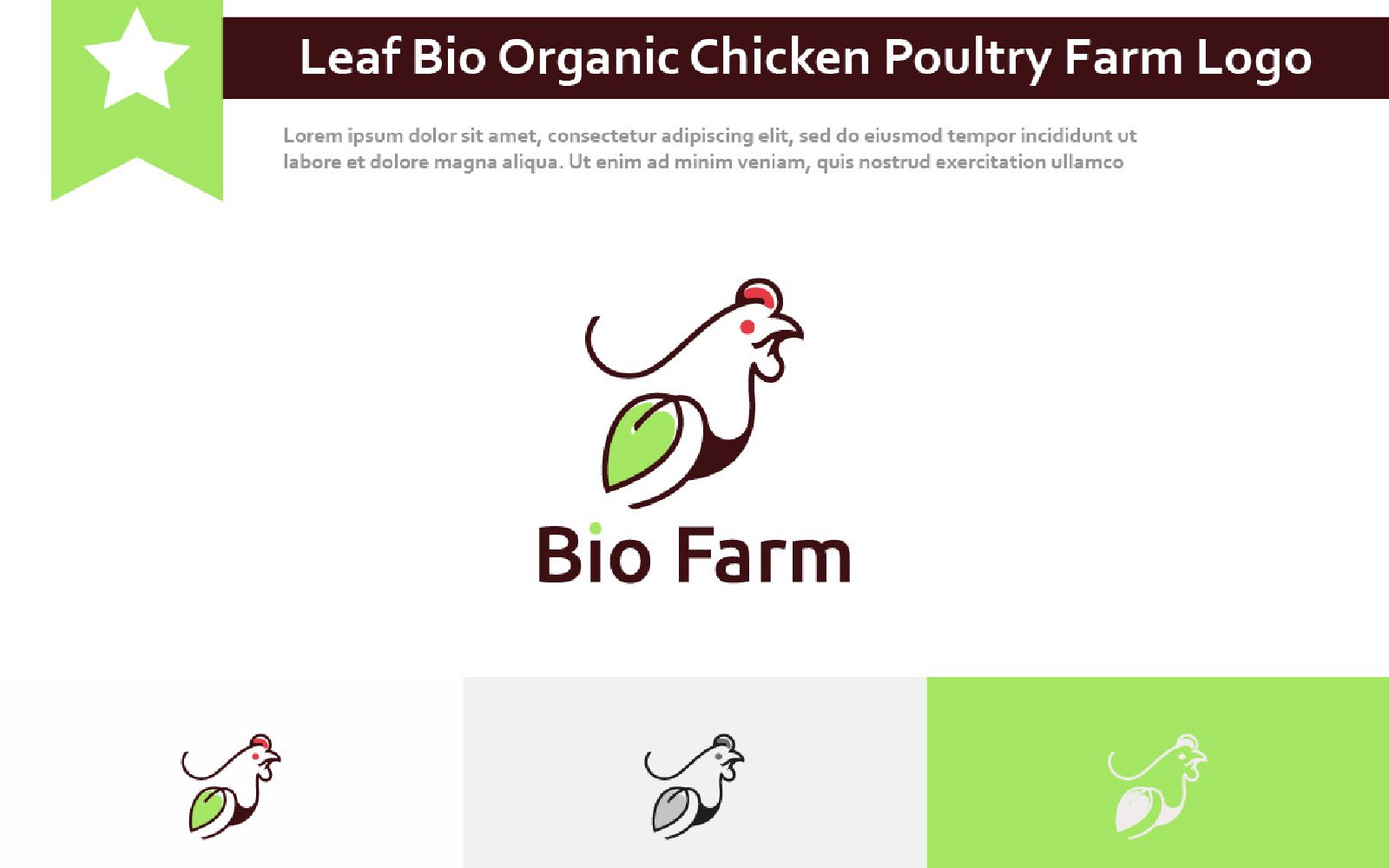 Leaf Bio Organic Chicken Poultry Animal Farm Logo