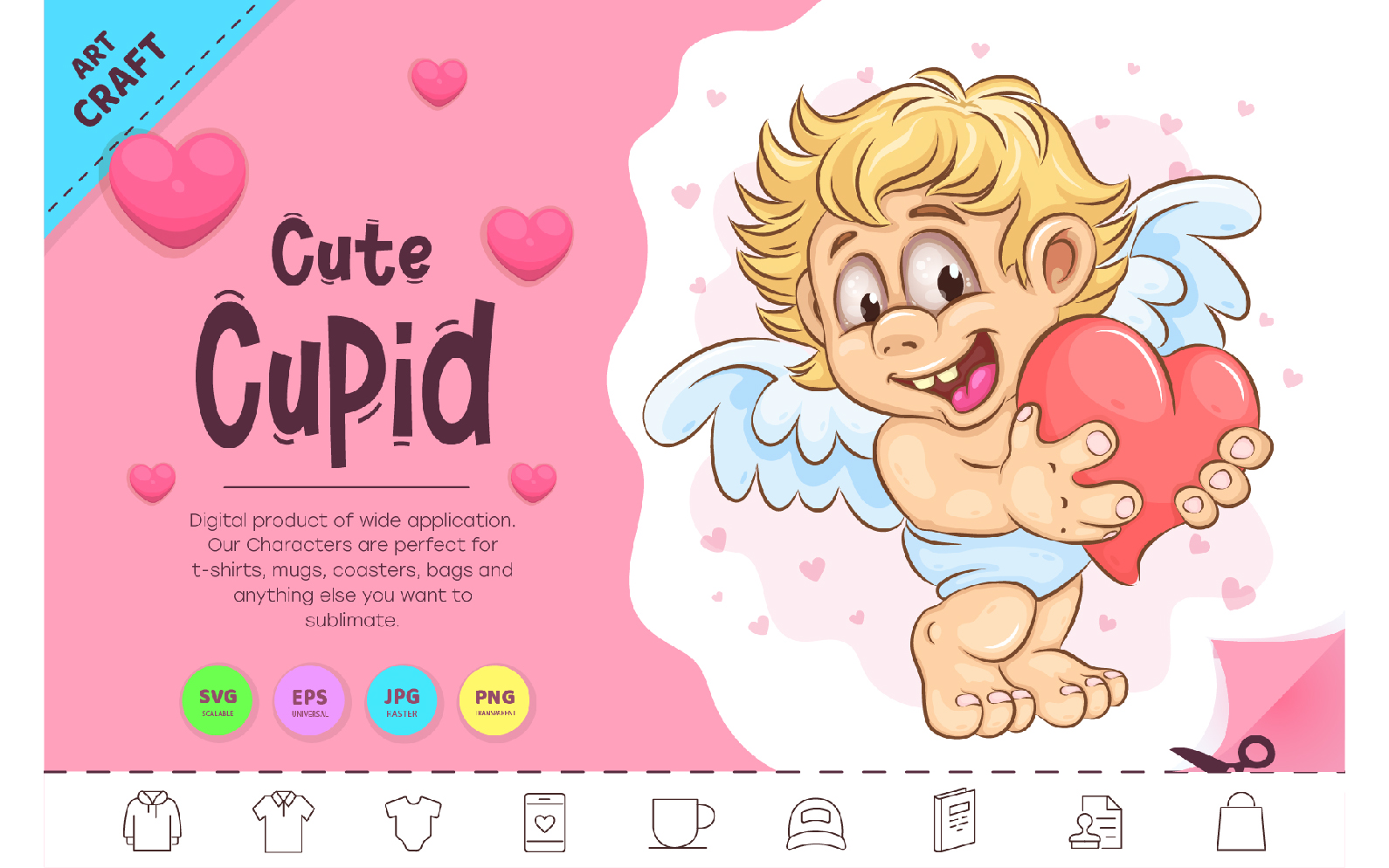 Cute Cartoon Cupid. Clipart