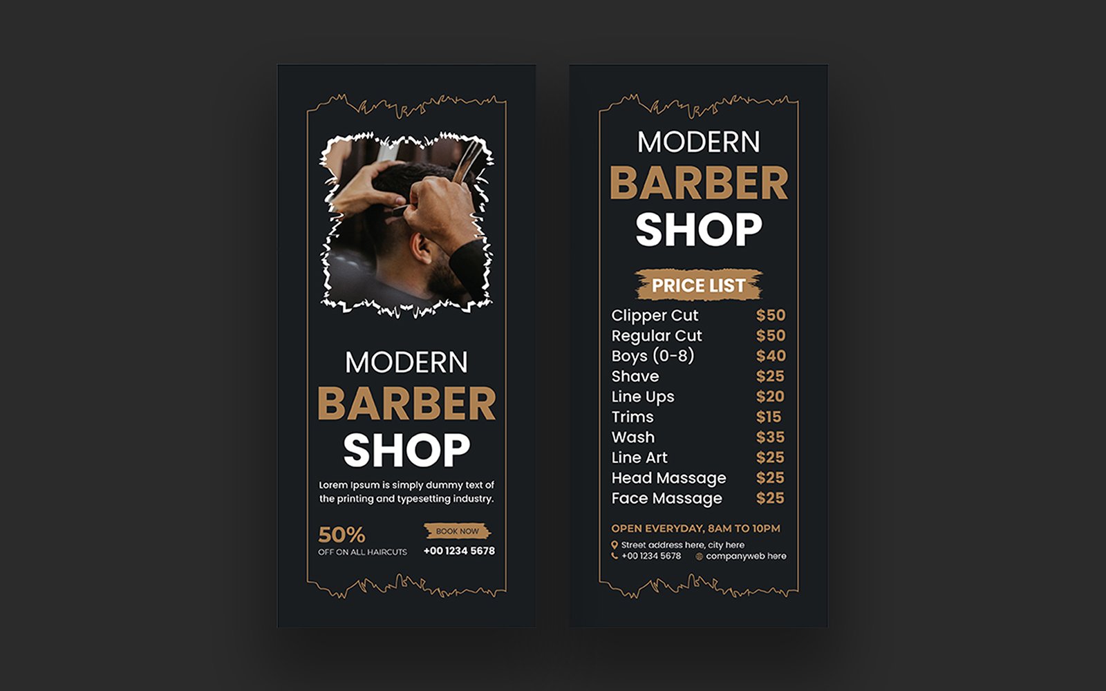 Salon Barbershop Rack Card or Dl Flyer Bundle
