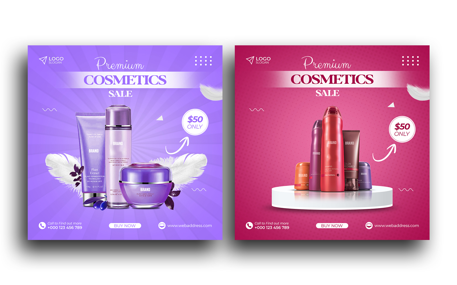 Cosmetics sale beauty products sale social media post instagram post banner template