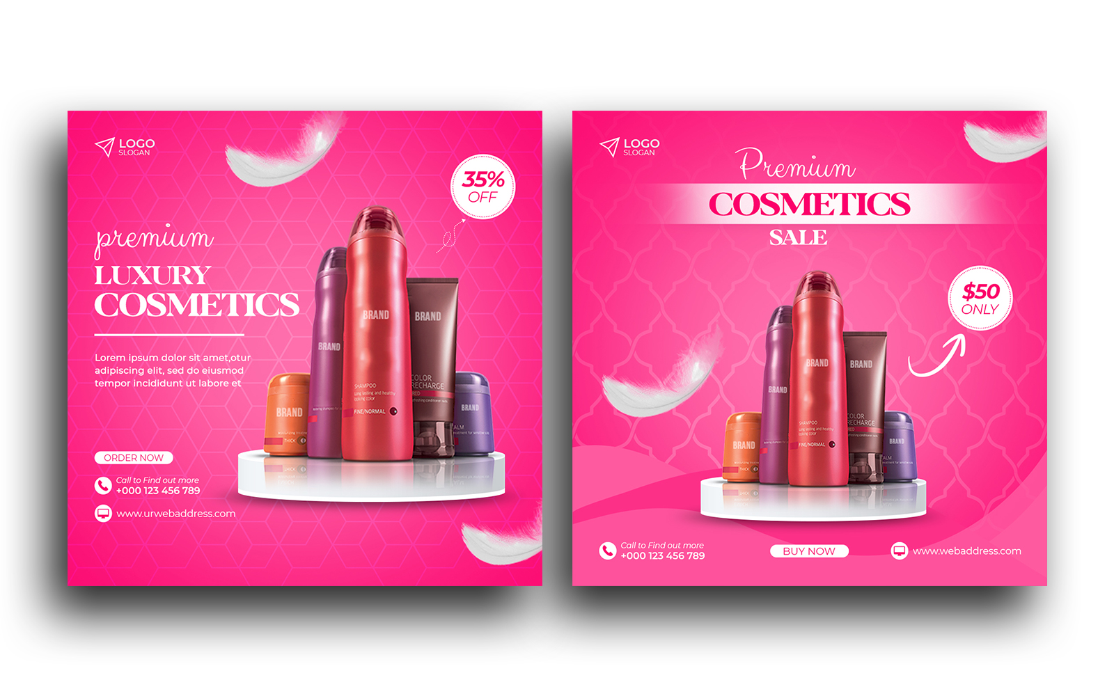 Cosmetics sale beauty products sale social media post banner template
