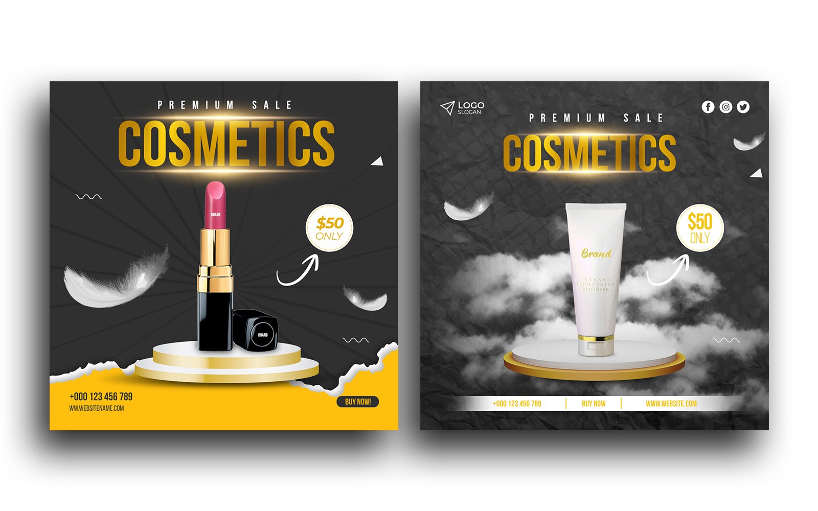 Cosmetics sale beauty products sale instagram post banner template