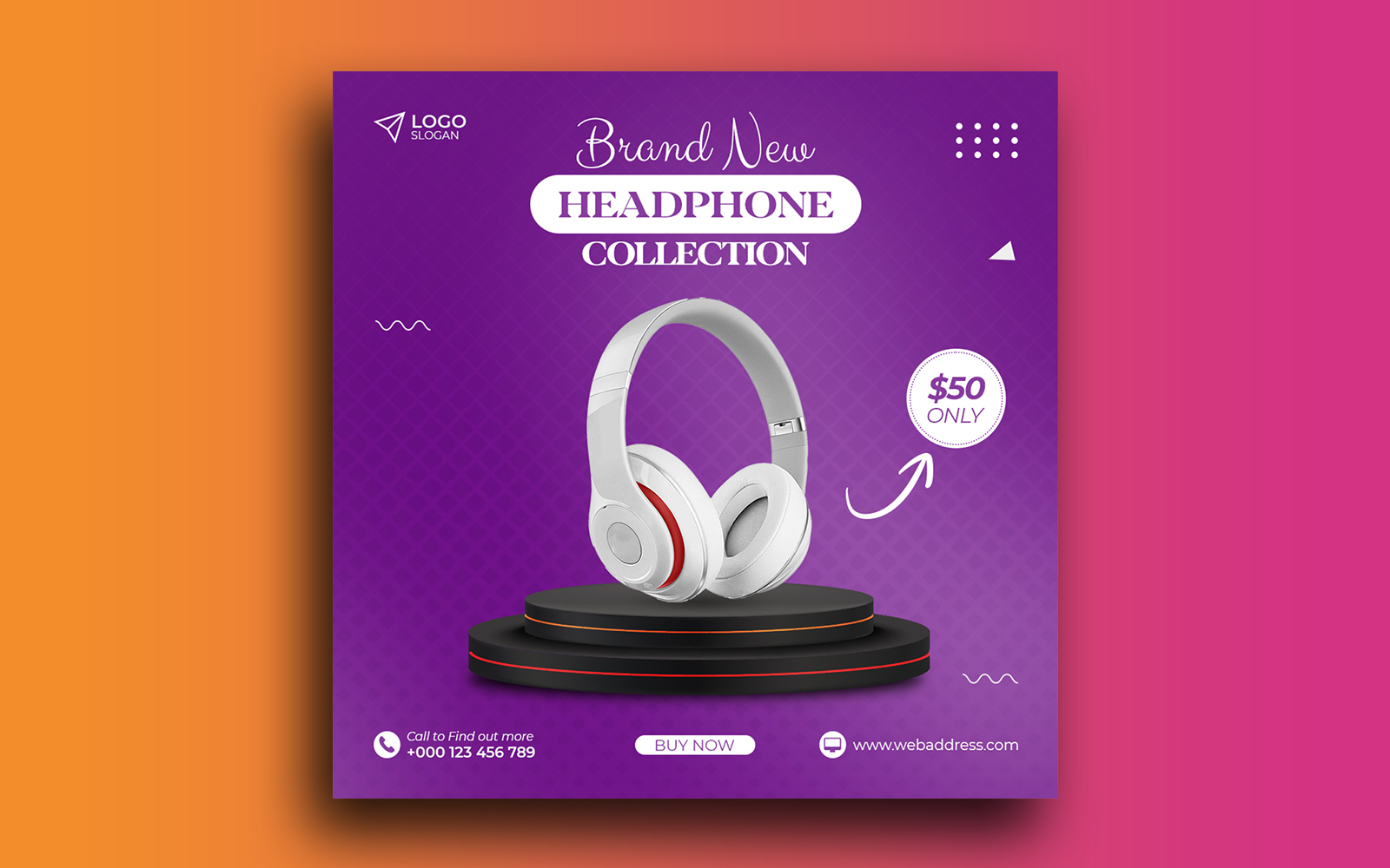 HeadPhone Sale Instagram Post Social Media Post Template