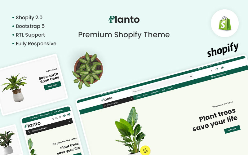Planto - Plant & Tree Responsive Ecommerce Shopify Theme