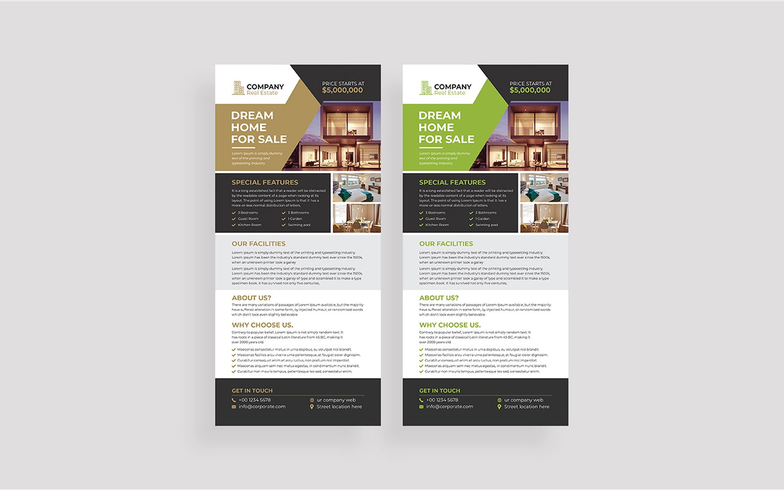 Modern Real Estate Rack Card or Dl Flyer Template