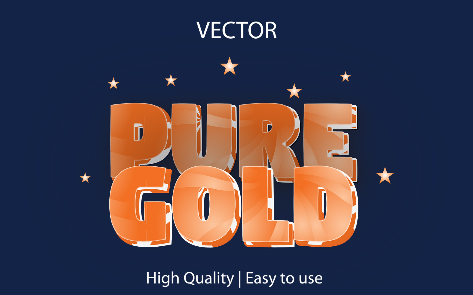 Pure Gold | 3D Pure Gold | Editable Vector Text Effect | Premium Vector Text Effect
