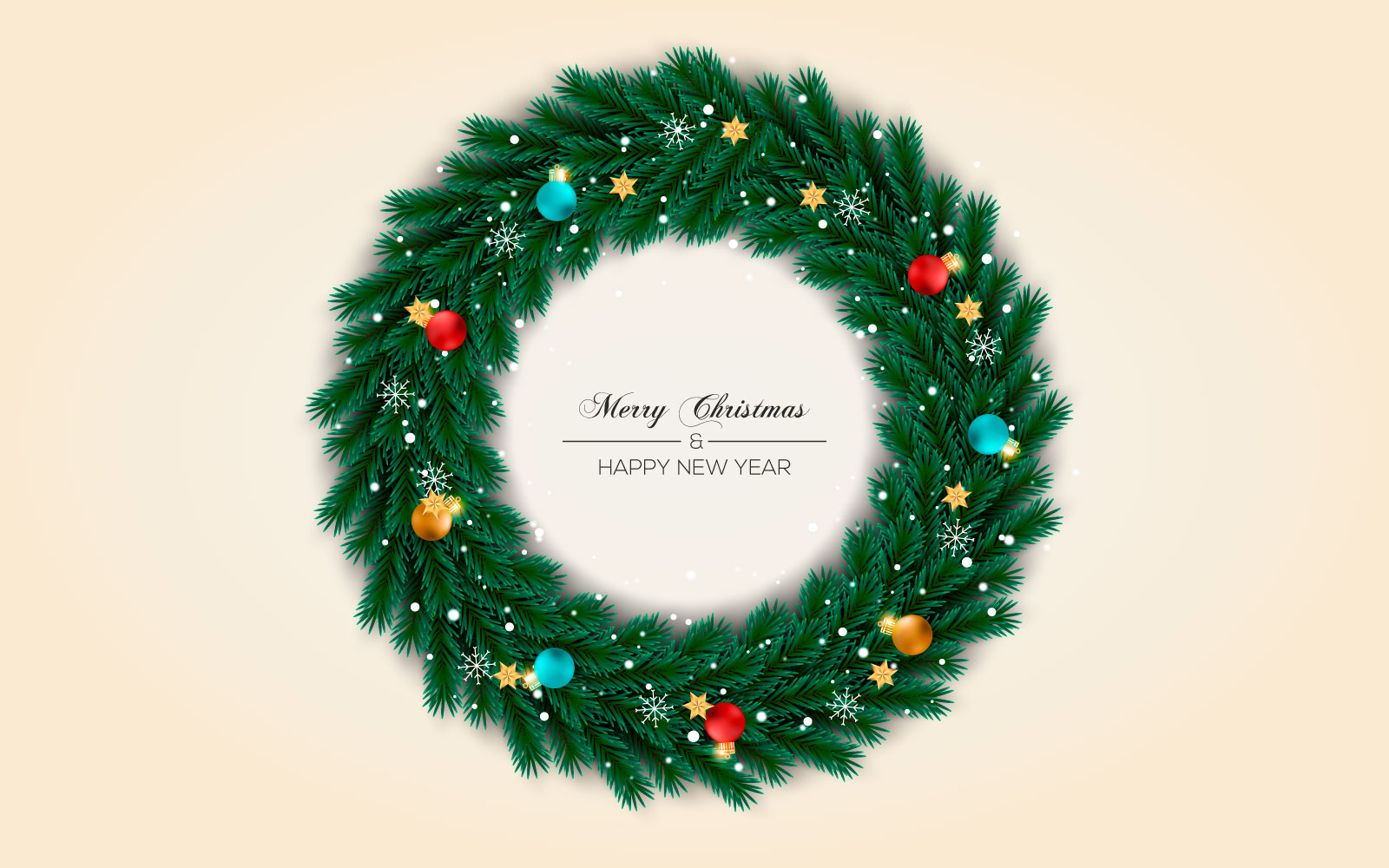 Best christmas wishes wreath with decorated holiday wreath flat vector illustration