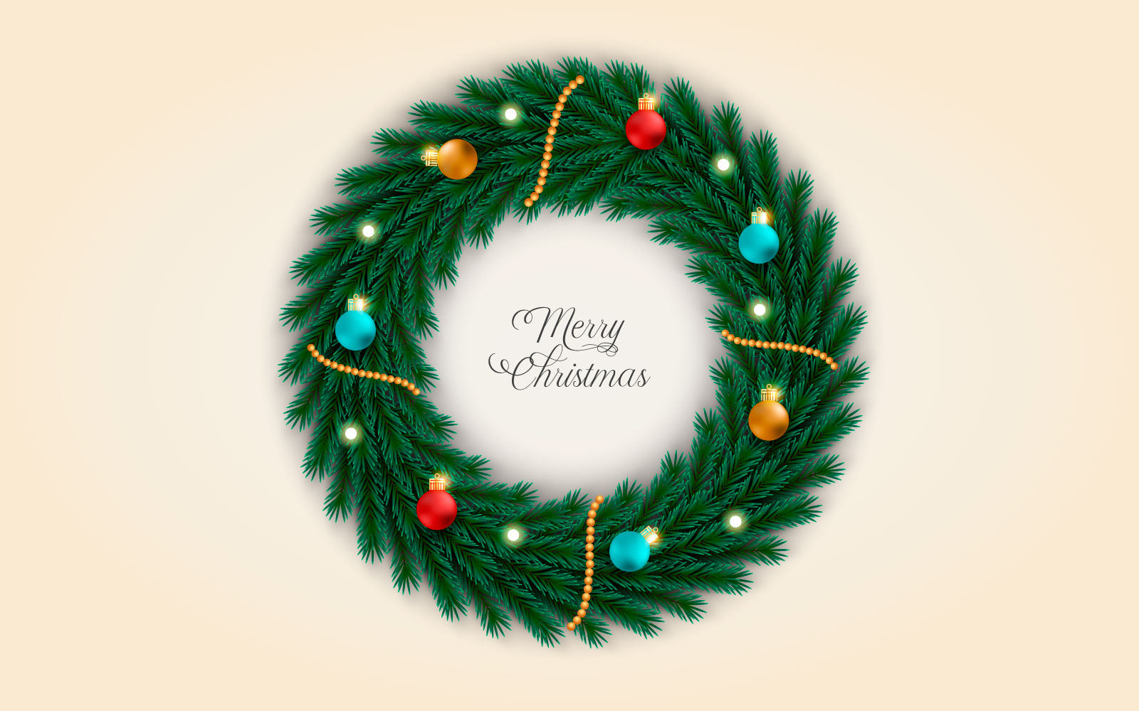 Best christmas wishes wreath with decorated holiday wreath flat vector