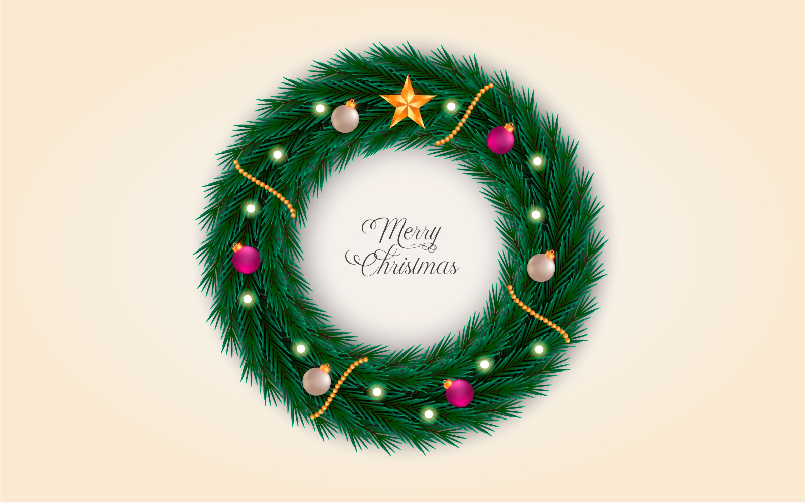 Best christmas wishes wreath with decorated holiday wreath  vector illustration