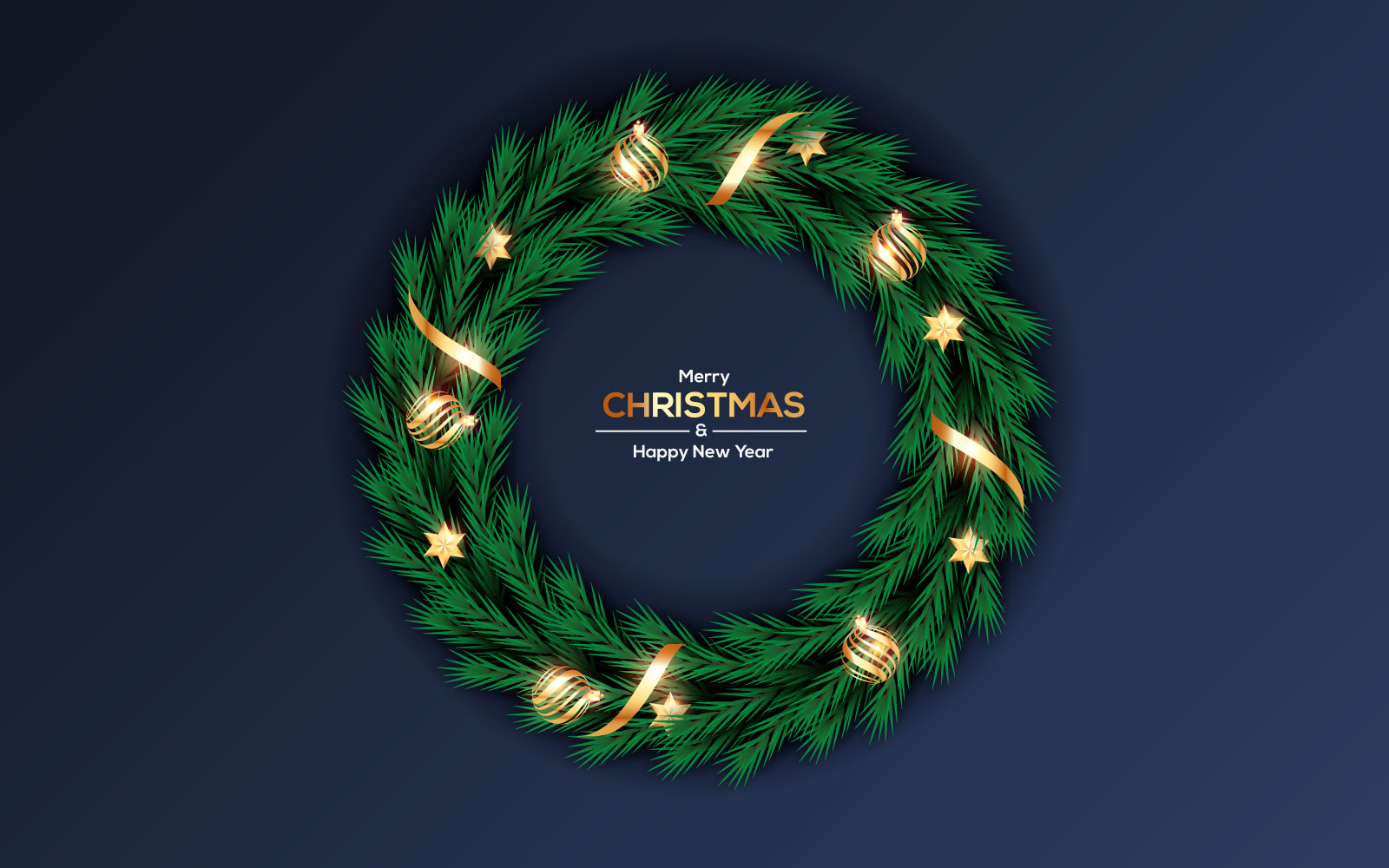 Best christmas wishes wreath with decorated holiday wreath flat vector illustration concept