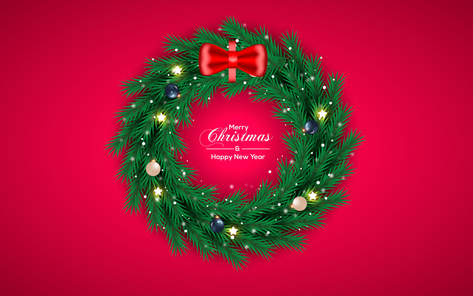 Best christmas wishes wreath with decorated  wreath flat vector illustratio