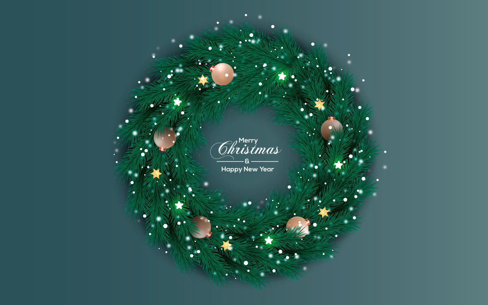 christmas wishes wreath with decorated holiday wreath flat vector illustration