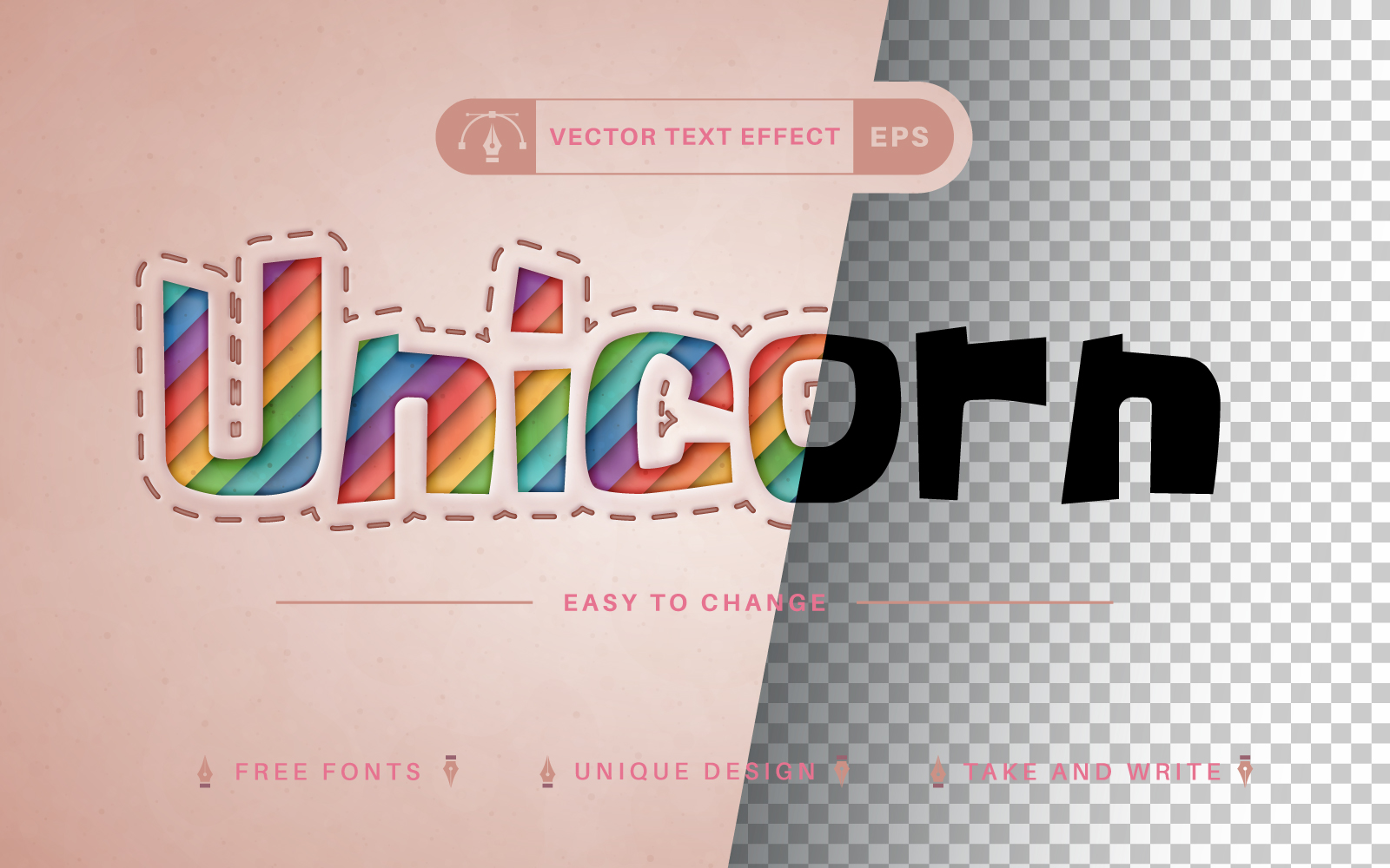 Paper Unicorn - Editable Text Effect, Font Style